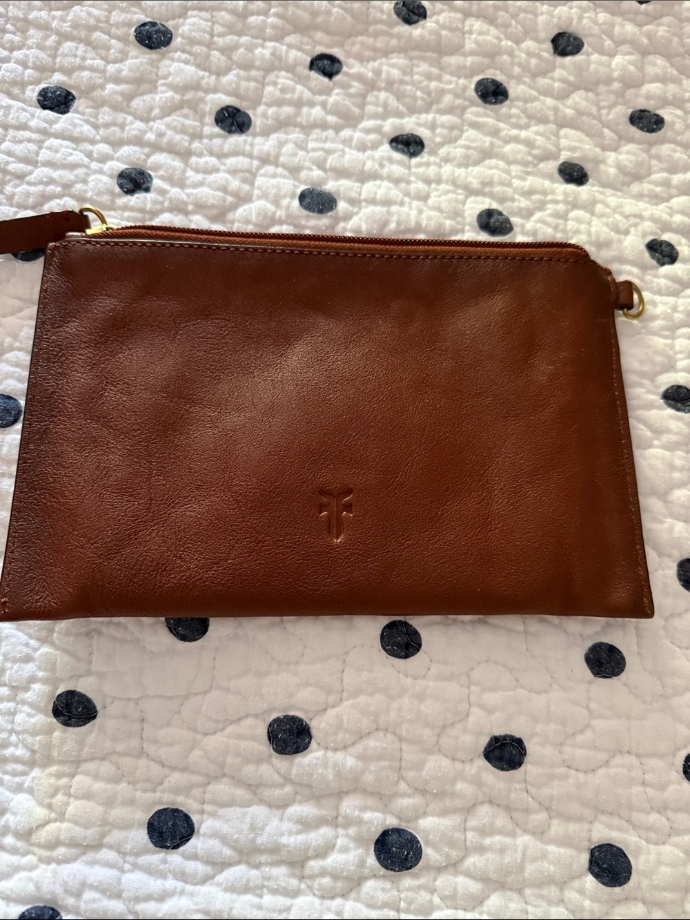 FRYE Brown Leather Wristlet Clutch 6" x 9"